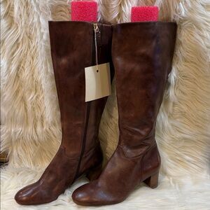 New Ecco Dark Brown Leather Heeled Boots